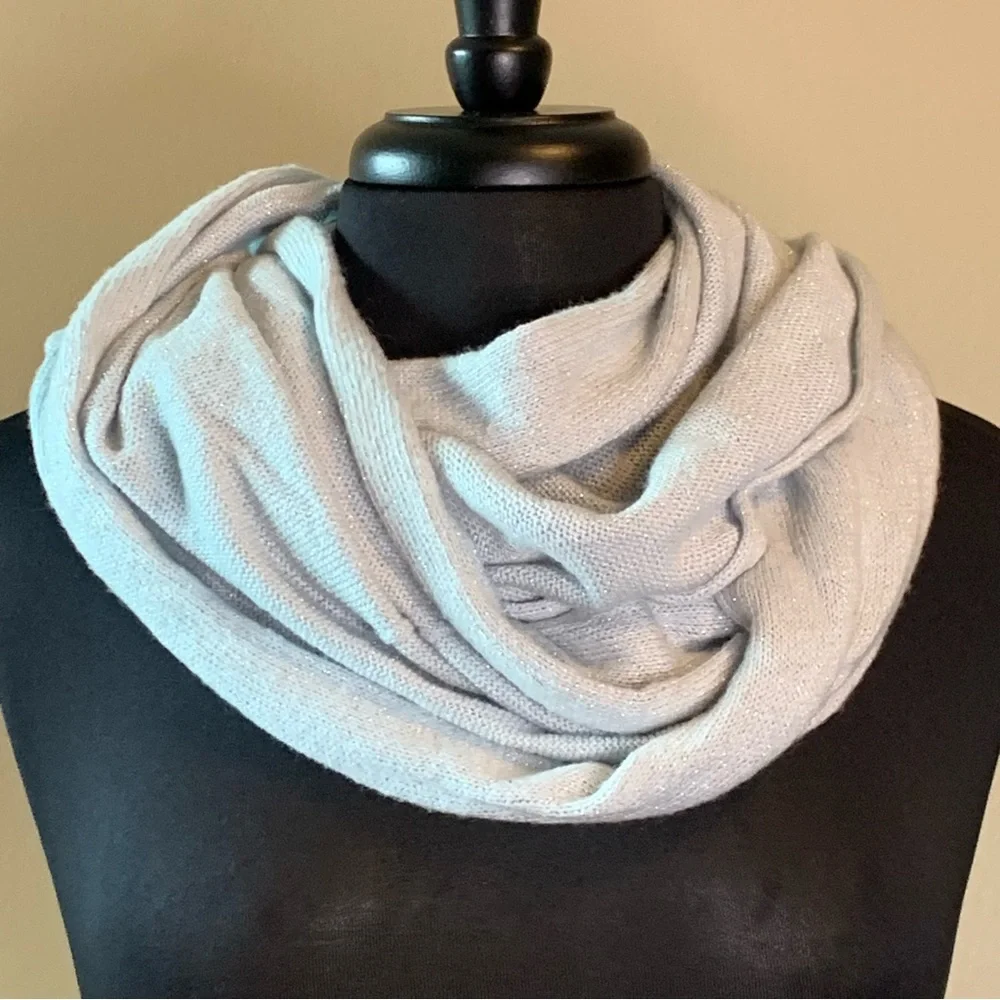 ANN TAYLOR Scarf Light Blue Infinity Metallic Shimmer